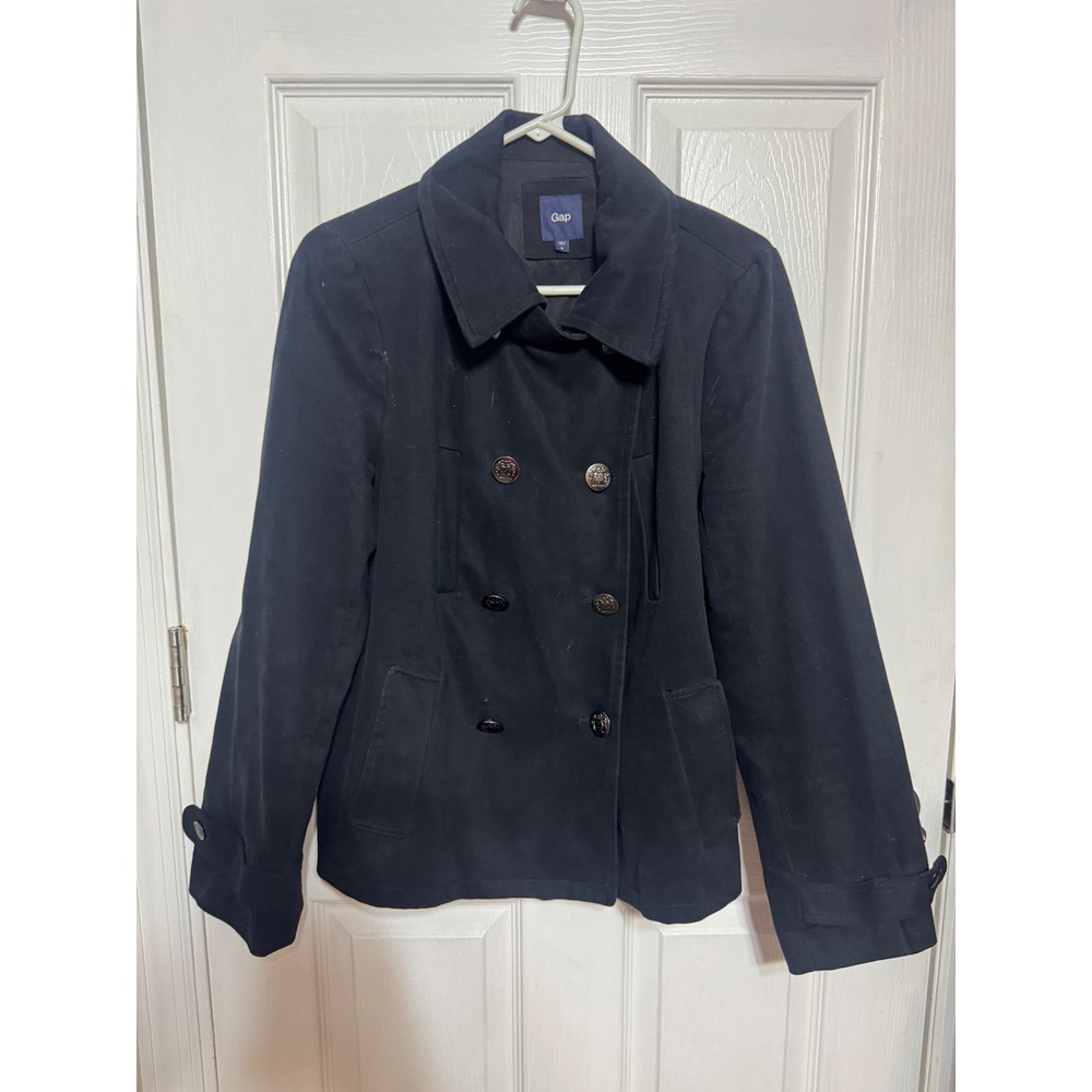 Gap Womens black  Double Breasted Pea Coat Jacket Size M